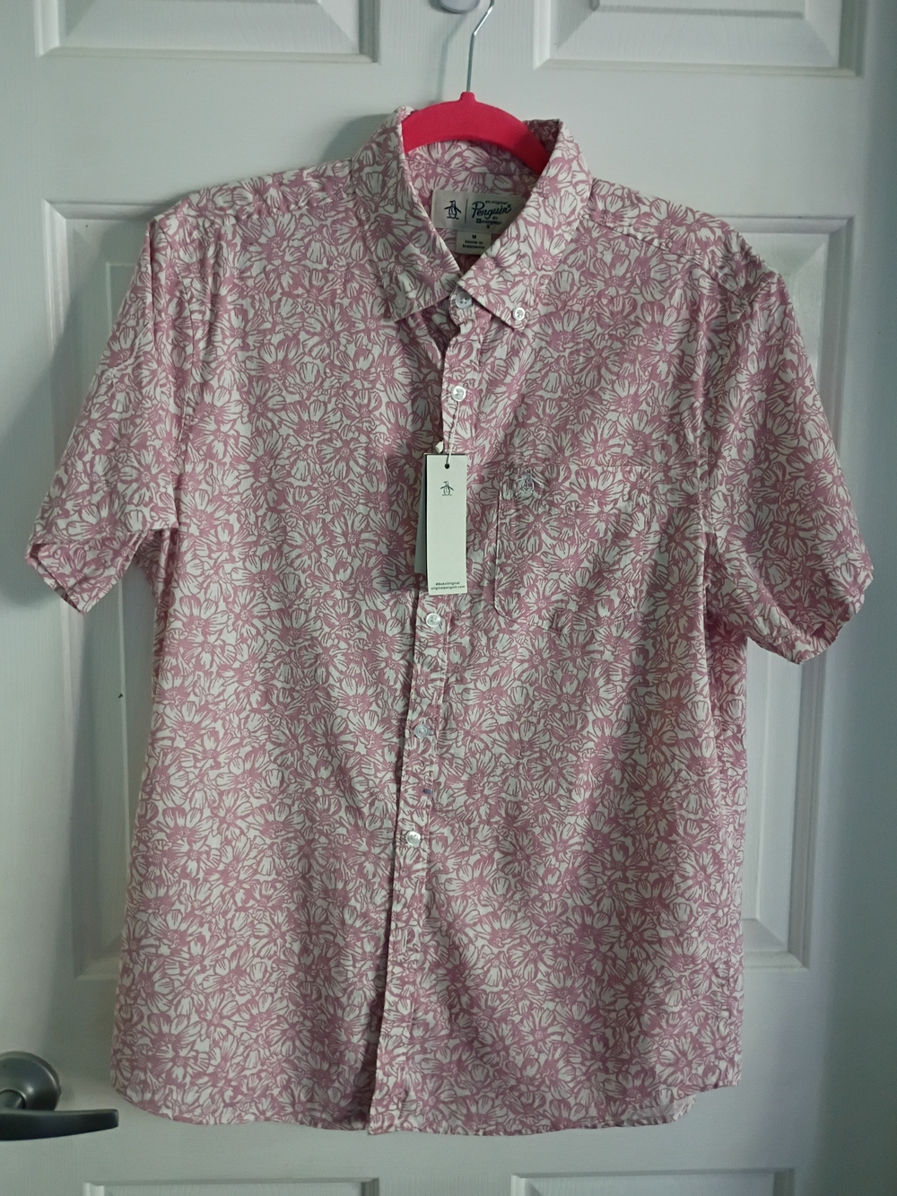 Original Penguin Pink Floral Short-Sleeve Button-Down Shirt New tags